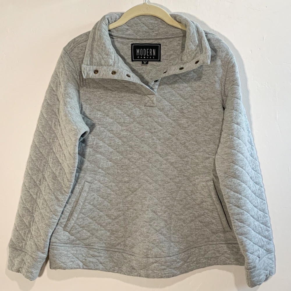 Modern Canvas Women's Long Sleeve Mock Neck Quilted Pullover Sweater with Snaps
